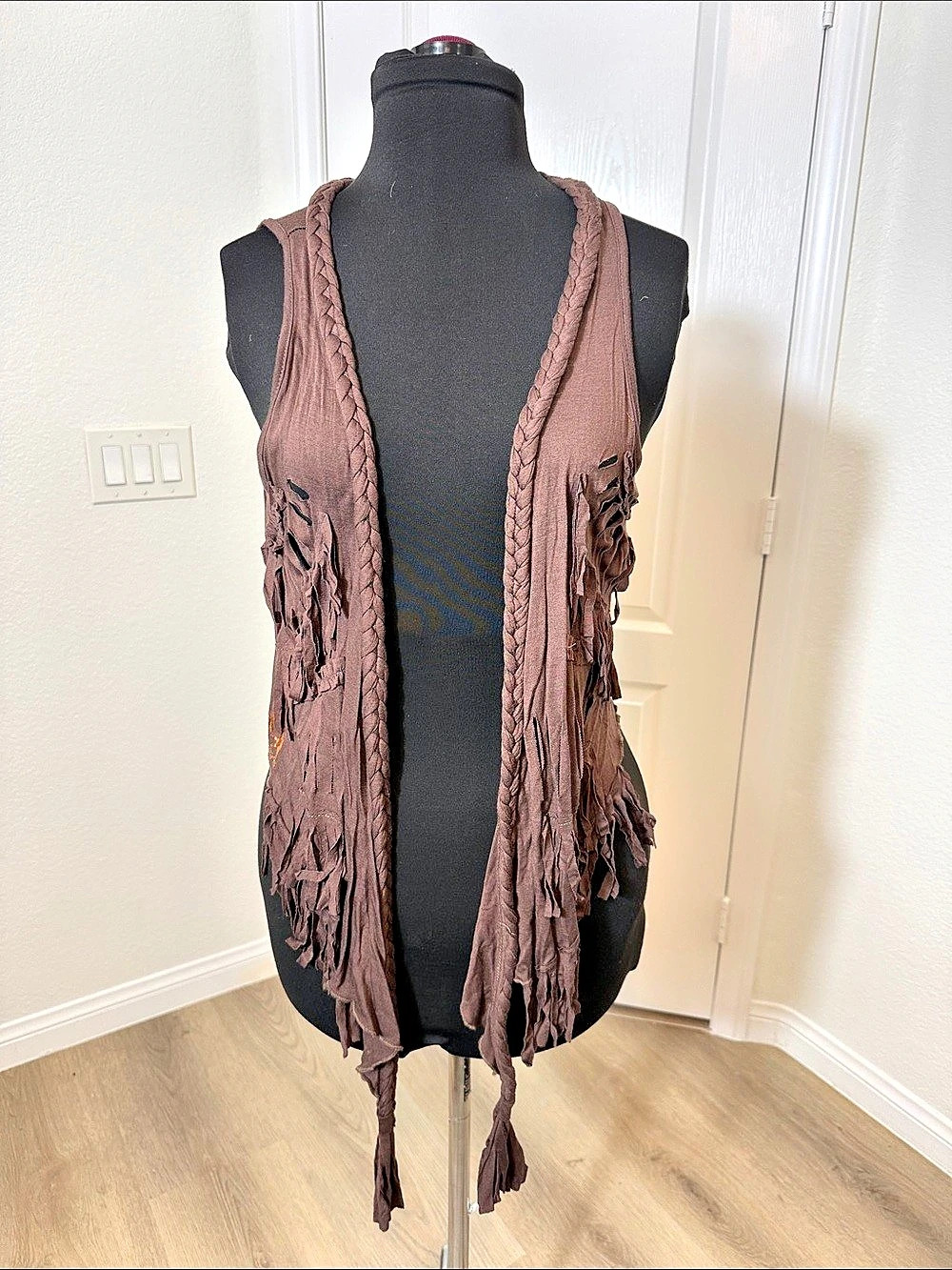 Cowgirl Tuff Co. Fringe Western Tank Top Brown Size Small